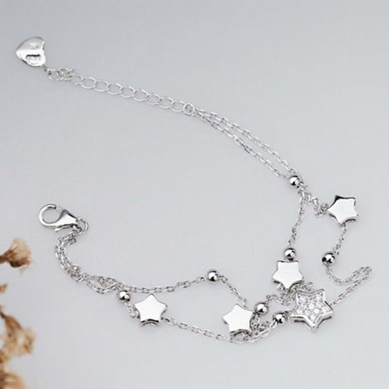Silver-plated Bracelet Double-layer Five-pointed Star Bracelet
