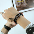 Men's Leather Bracelet Personality Multi-layer Hand-woven Magnetic