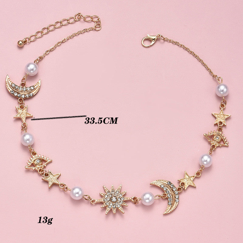 Moon Eye Five-pointed Star Imitation Pearl Necklace