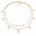 Multilayer simple moon star necklace