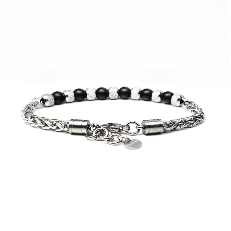 Stainless steel adjustable 6mm tiger's eye bracelet