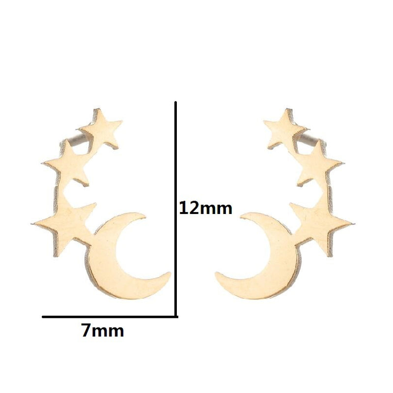 Love Ear Studs Electroplating Star Music Note Simple Geometric Stainless Steel Stud Earrings