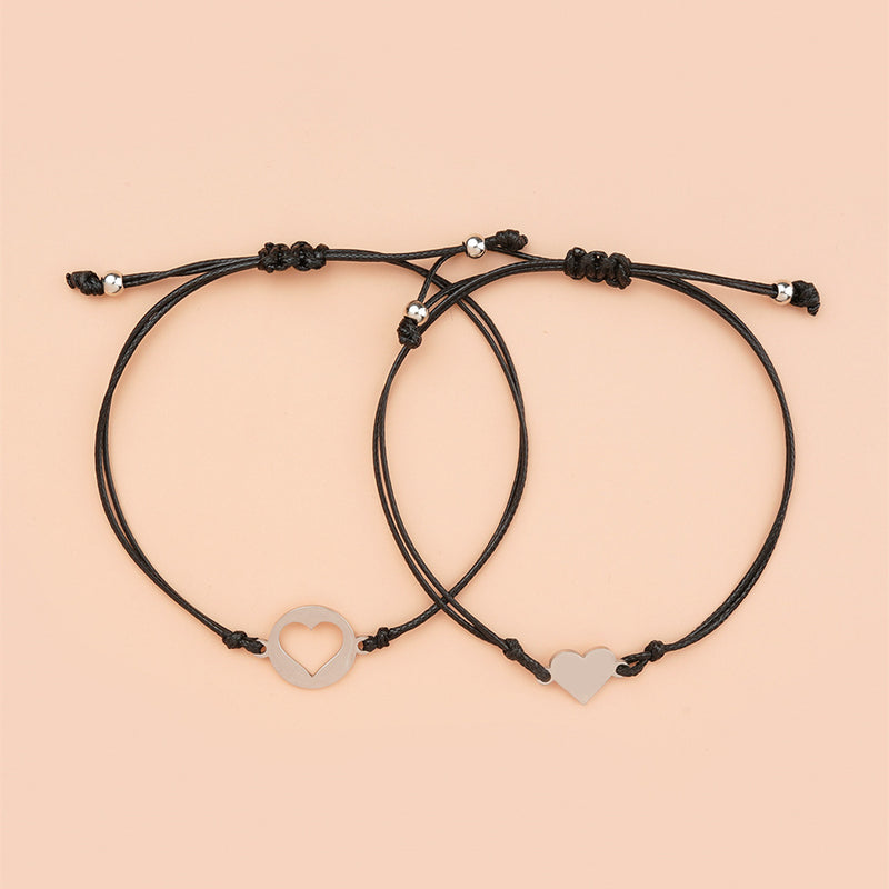 Creative Stainless Steel Love Wax Thread Woven Mother's Day Bracelet Jewelry
