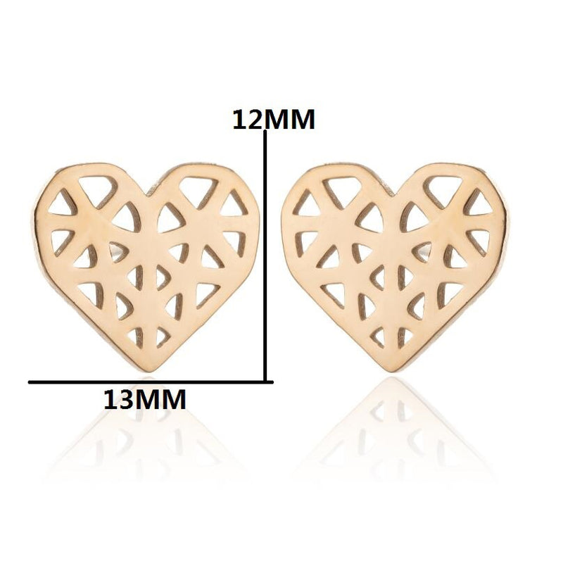 Stainless Steel Hollow Love Stud Earrings