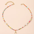 Bohemian Letter A Color Bead Necklace