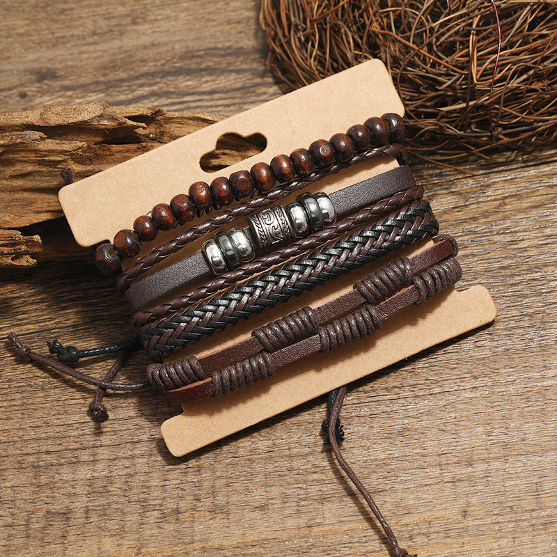 New Men's Alloy Accessories Cowhide Bracelet