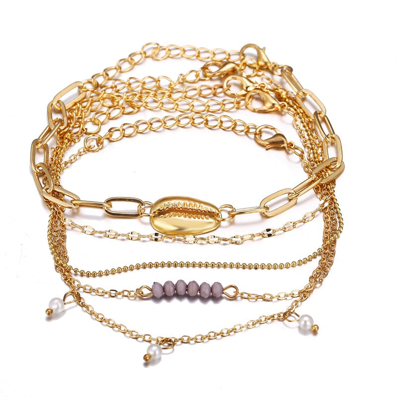 5-piece faux pearl bracelet set