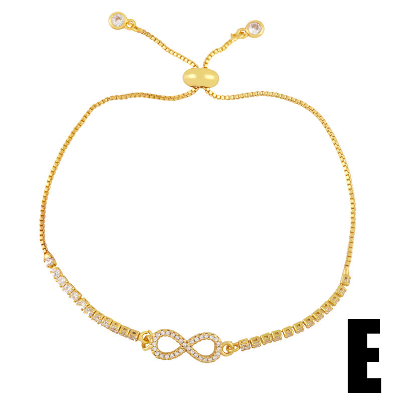 18K Real Gold Simple Zircon Bracelet Women