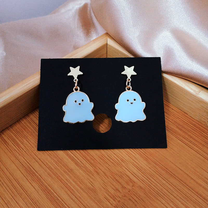 Cute Cartoon Little Ghost Girl Earrings