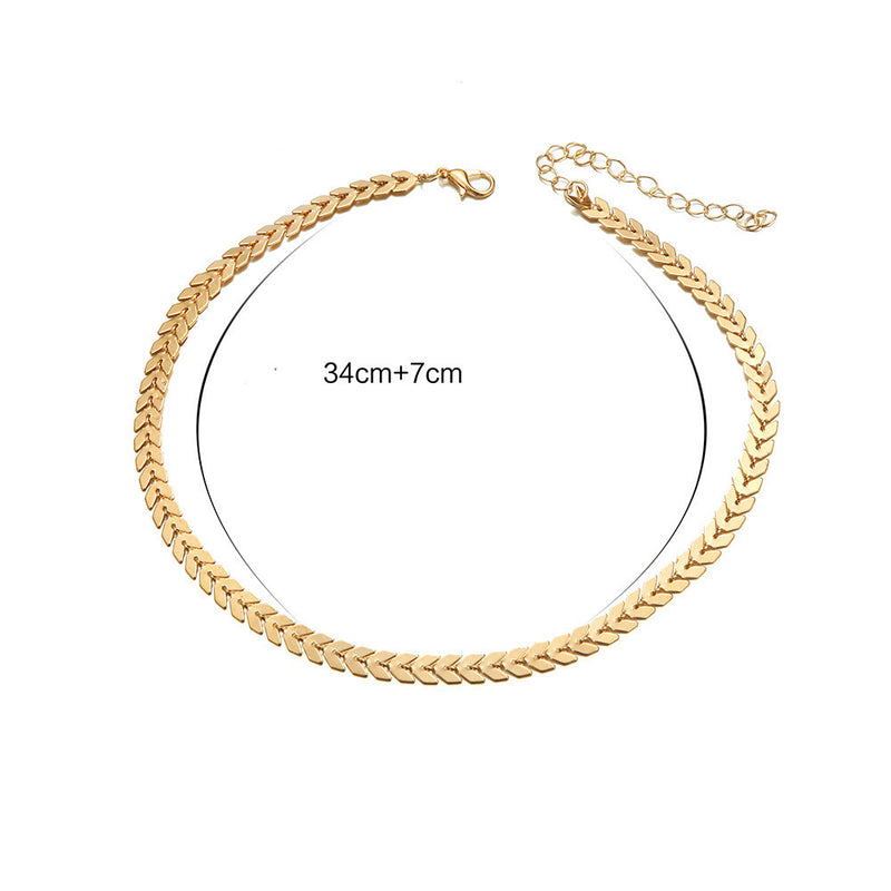 Fashion All-Match Popular Necklace Gold Leaf Short Neck