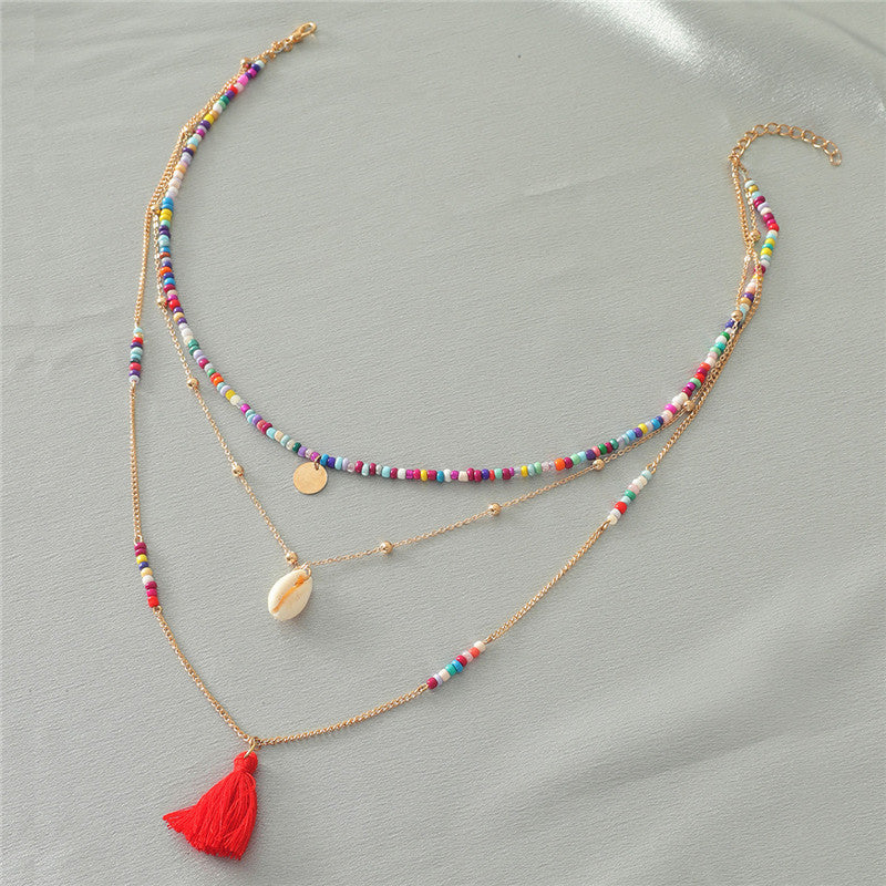 Bohemian Multilayer Necklace Creative Colorful Beaded Clavicle Chain