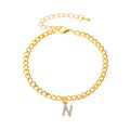 Simple And Versatile Shiny Diamond-encrusted Capital English Letter Anklet