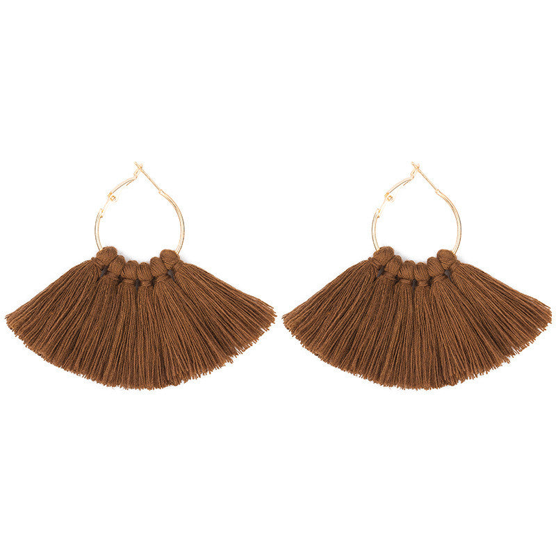 Bohemian Fan-Shaped Tassel Earrings