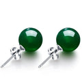 Green Chalcedony Stud Earrings Female Korean Copper Silver Plated Red Agate Gemstone Crystal Earrings