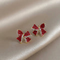 Red Super Flash Bow Stud Earrings Compact