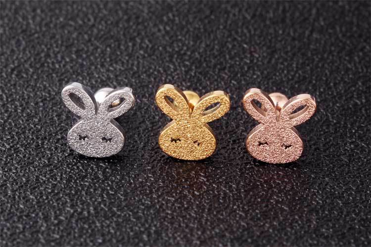 New Fashion Frosted Rabbit Female Hypoallergenic Titanium Steel Earrings