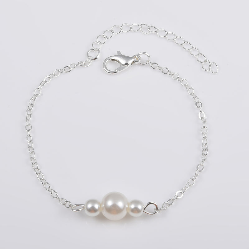 Beaded Pearl Bracelet White Pearl Glossy