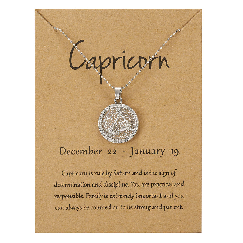 Fashion Coin Constellation Edition Necklace Silver Day And Night