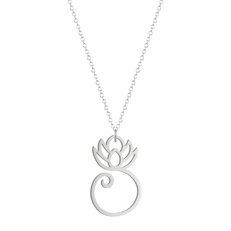 Stainless Steel Female Yoga Lotus Pendant Necklace Clavicle Chain