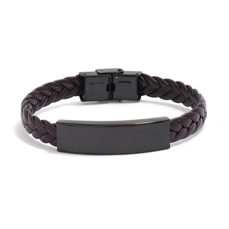 Titanium Steel Men's Braided Leather Bracelet