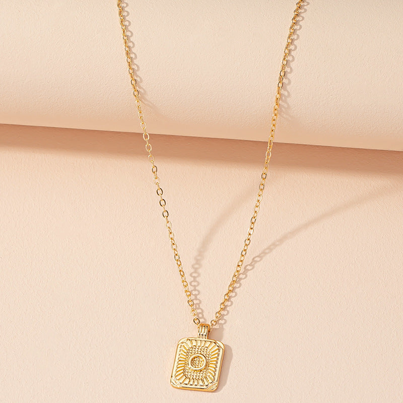 Japanese And Korean Ins Style Simple Square Brand 26 English Alphabet Necklace