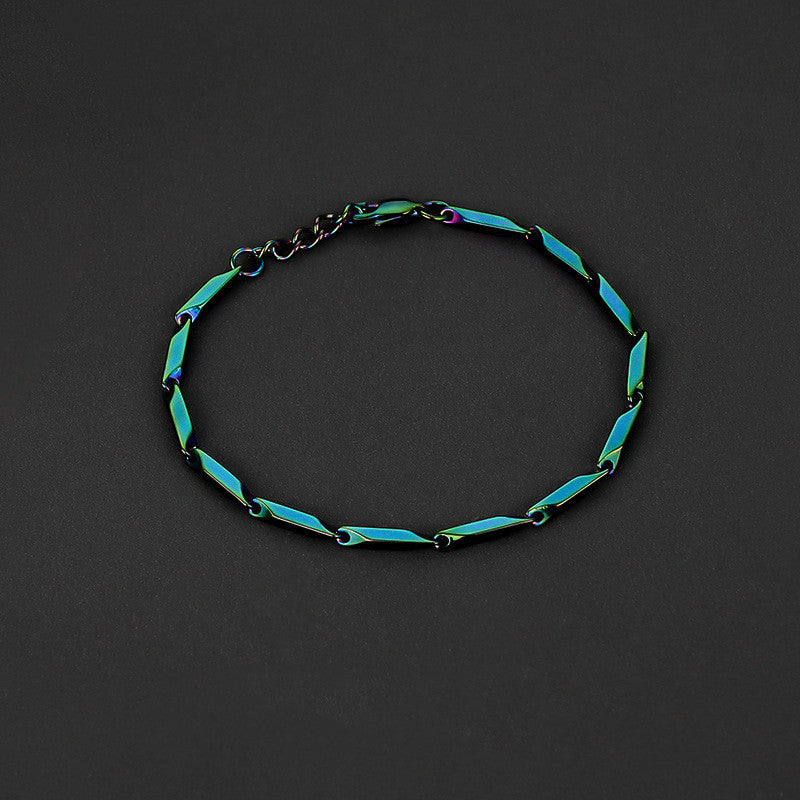 Men'sTrendy Titanium Steel Quenched Bamboo Leaf Chain Bracelet