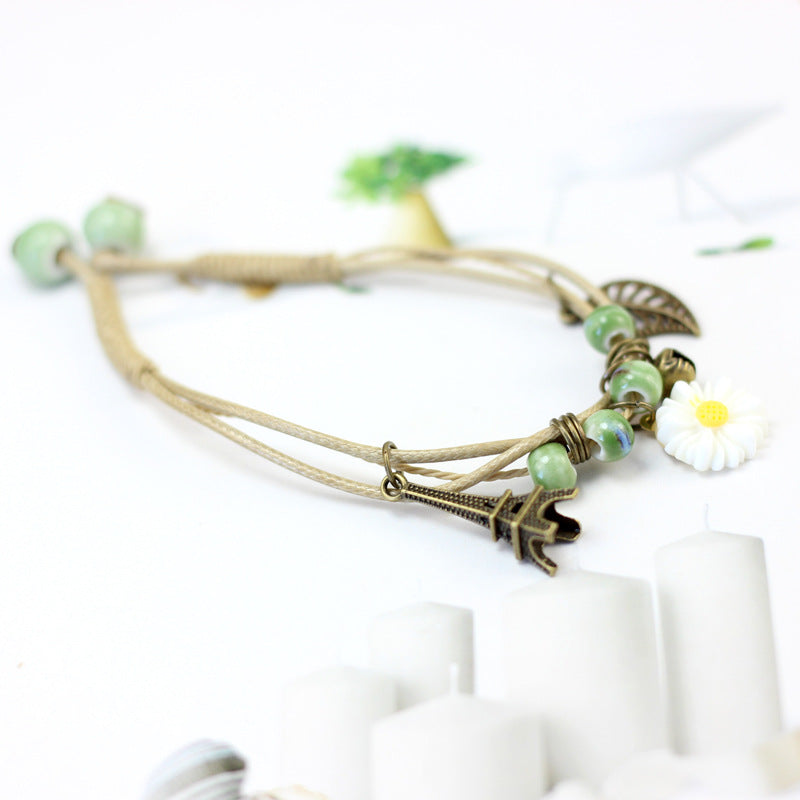 Ceramic Mori Temperament Small Daisy Pendant Bracelet