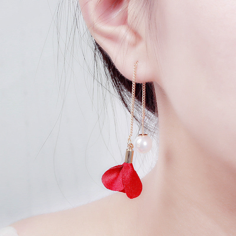 Simple Flower Earrings Temperament Long Style