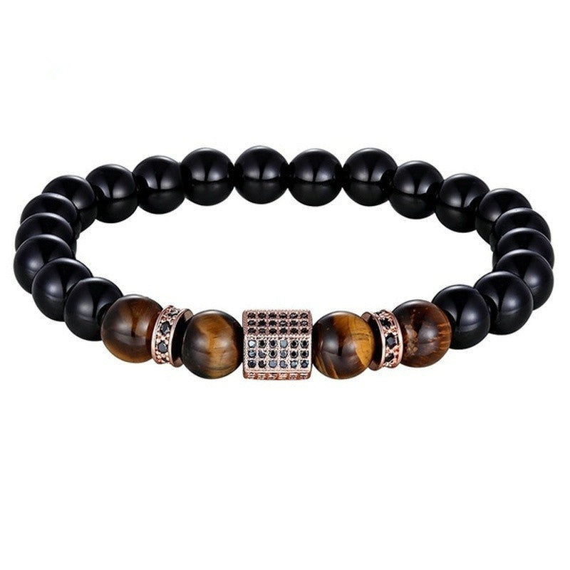 Hexagonal Copper Inlaid Zircon Elastic Bracelet