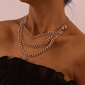 Multi-layered Cuban Exaggerated Thick Chain Necklace With Diamonds