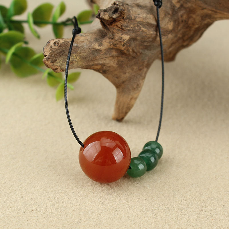 Ethnic Onyx Jade Transfer Bead Short Necklace