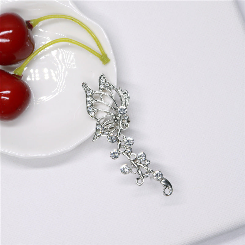 Super Fairy Rhinestone Butterfly All-in-one Elven Ear Bone Clip Red