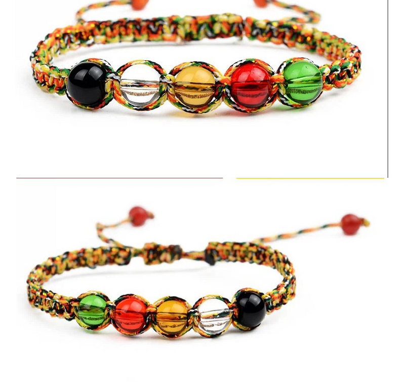 Color Rope Bracelet Five Color Glass