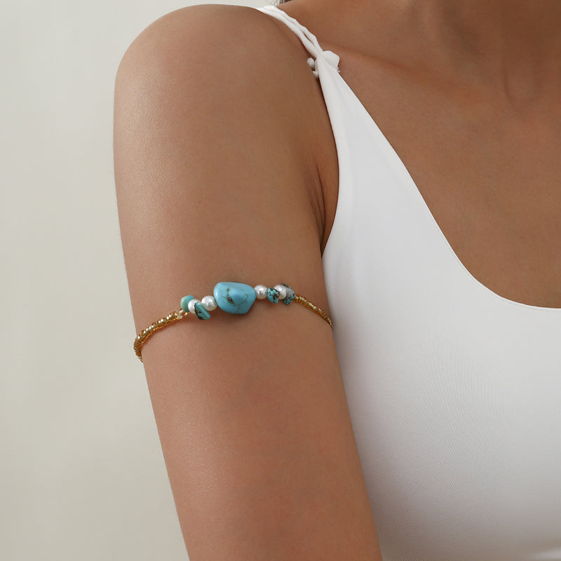 Turquoise Elastic Wall Simple Geometric Pearl Bracelet