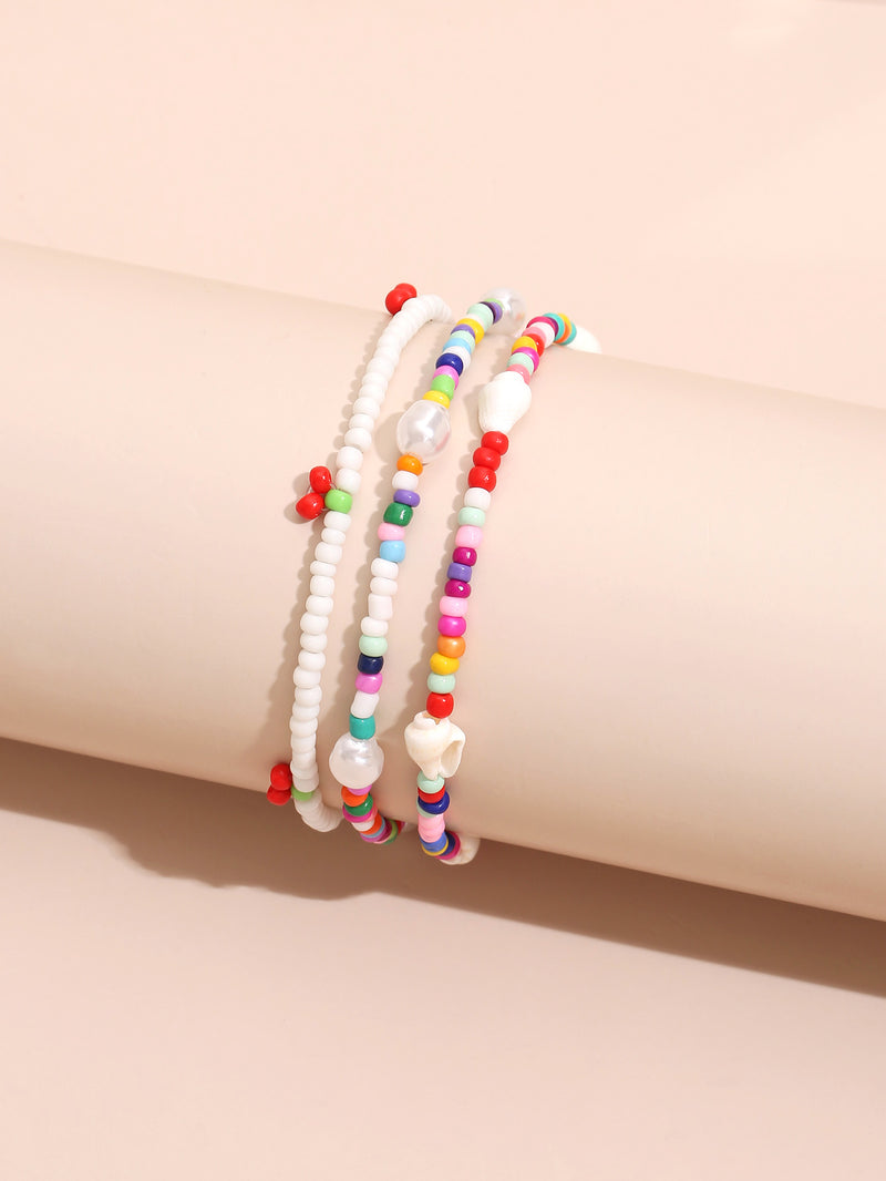 Women's Sweet Pure Multi-Color Bead Anklet