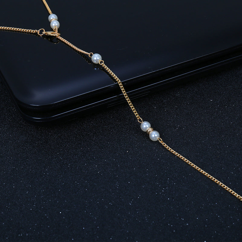 Waterdrop Pearl Tassel Pendant Back Chain