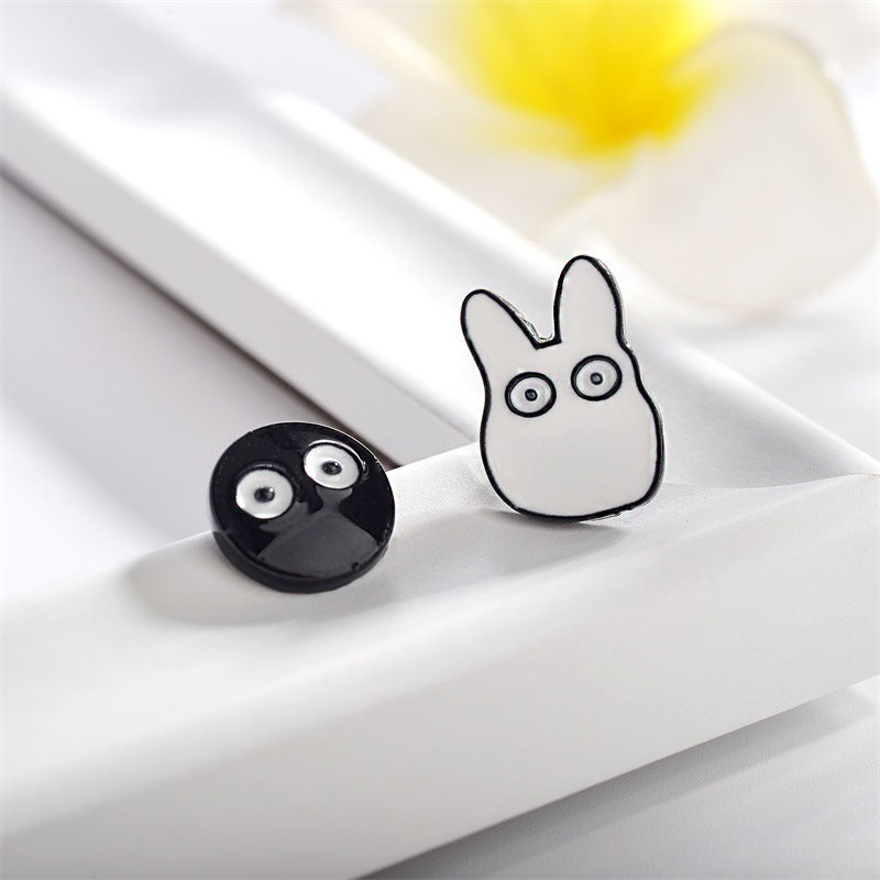 Japanese Cartoon Cute Asymmetrical Earrings French Retro