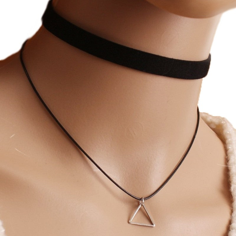 Multilayer Triangle Geometric Pendant Choker