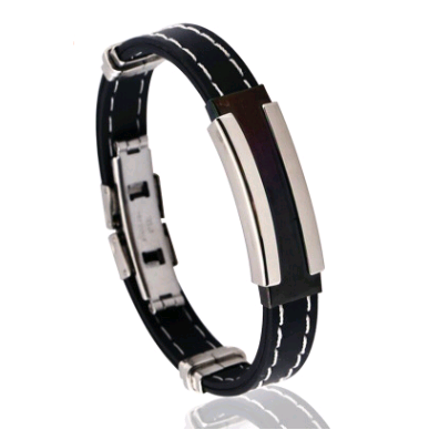 Fashion Stainless Steel men's Silicone Bracelet