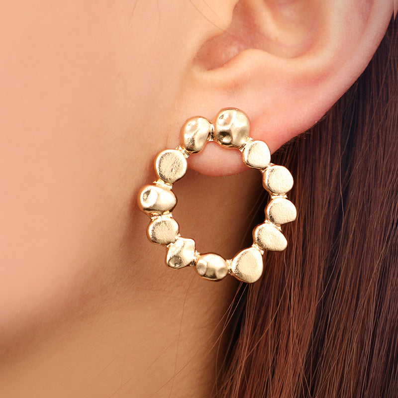 Simple Hollow Round Circle Metal Stud Earrings Earrings