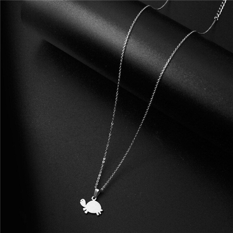 Stainless steel hollow marine animal turtle necklace