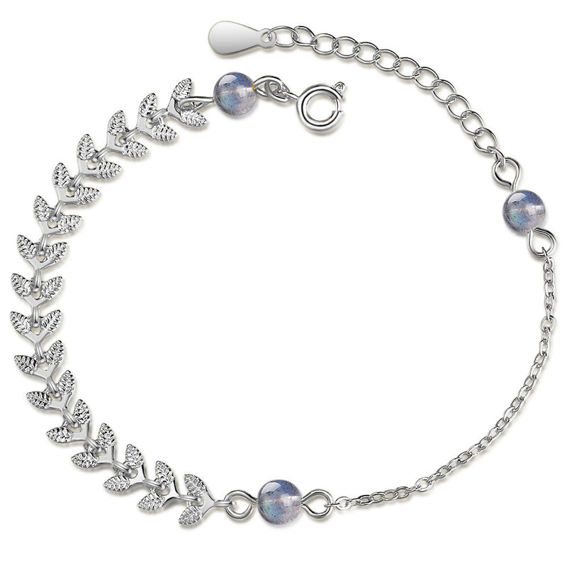 Blue natural moonstone bracelet