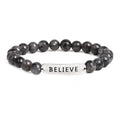 Volcanic stone believe letter bracelet bracelet
