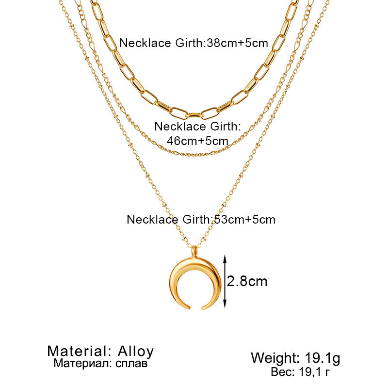 Korean Jewelry Multi-Layer Chain Head Pendant Necklace