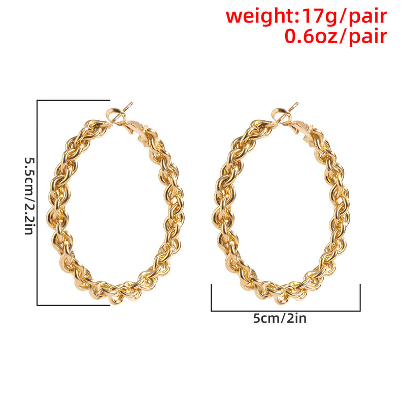 Retro Fashion Circle Geometric Big Earrings Simple Style