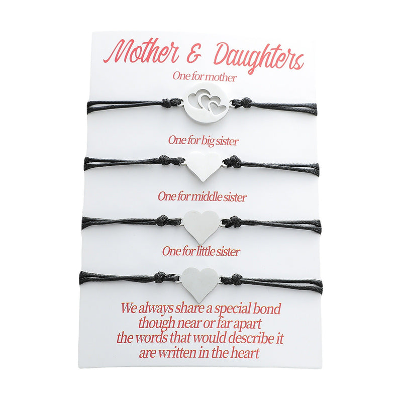 Mother's Day Personality Stainless Steel Hollow Card Bracelet Set Of 4