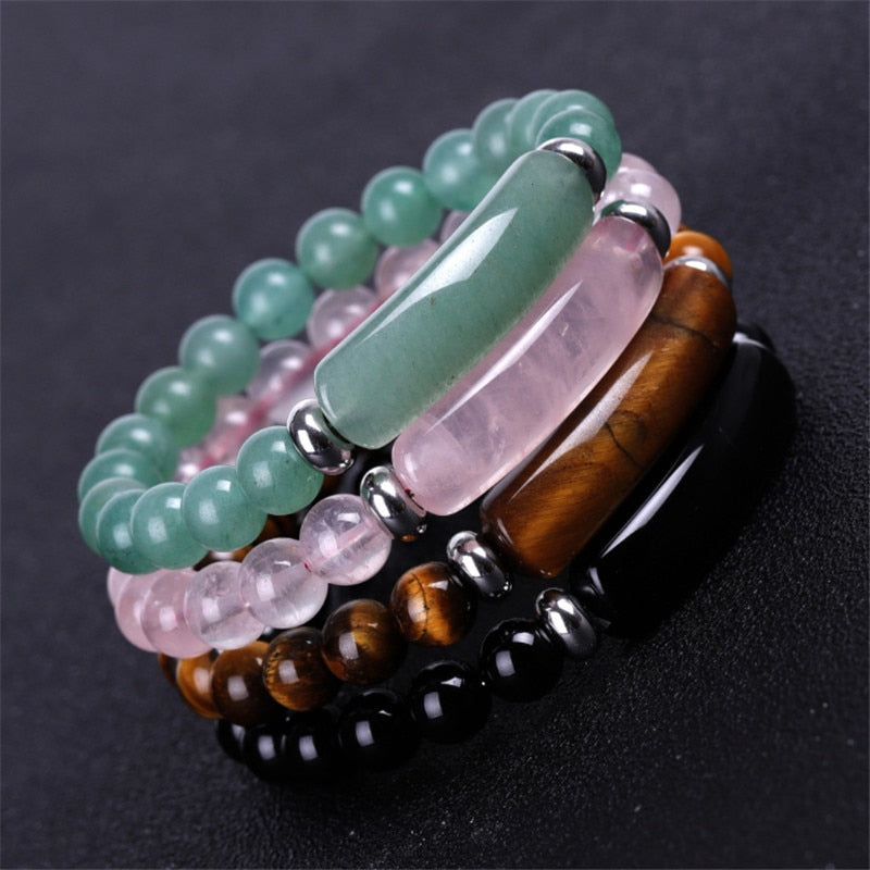 natural pink crystal Bridge bracelet Tiger Eye Stone bracelet