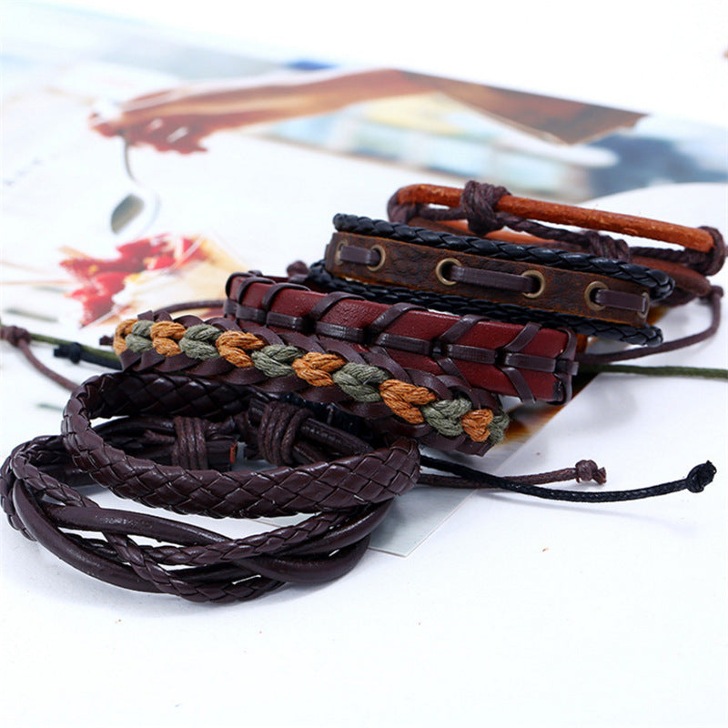 DIY six - piece multi - layer leather bracelet