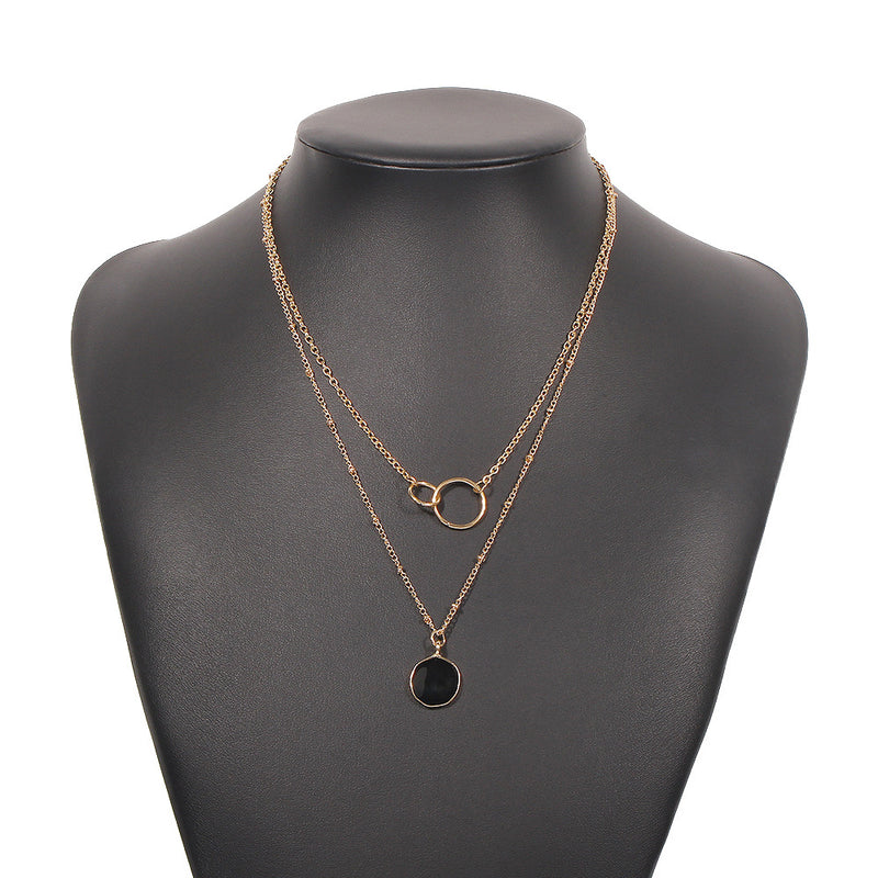 Double-layer Pendant Clavicle Chain Alloy Circle