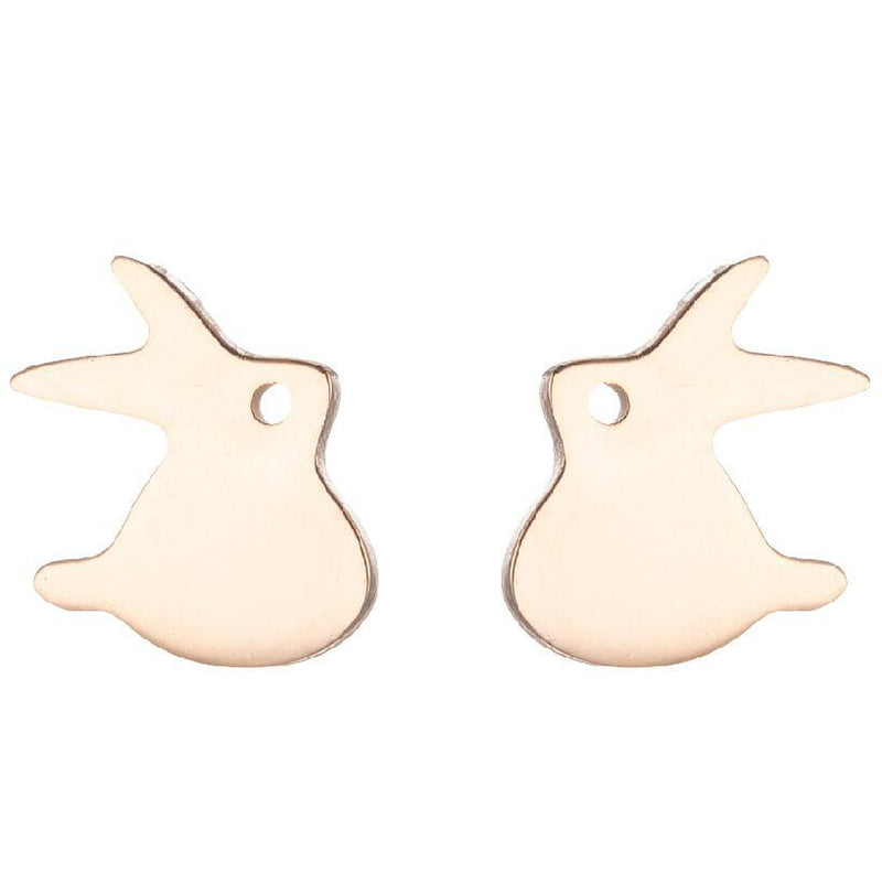 Electroplated Stainless Steel Korean Retro Swan Rabbit Earrings